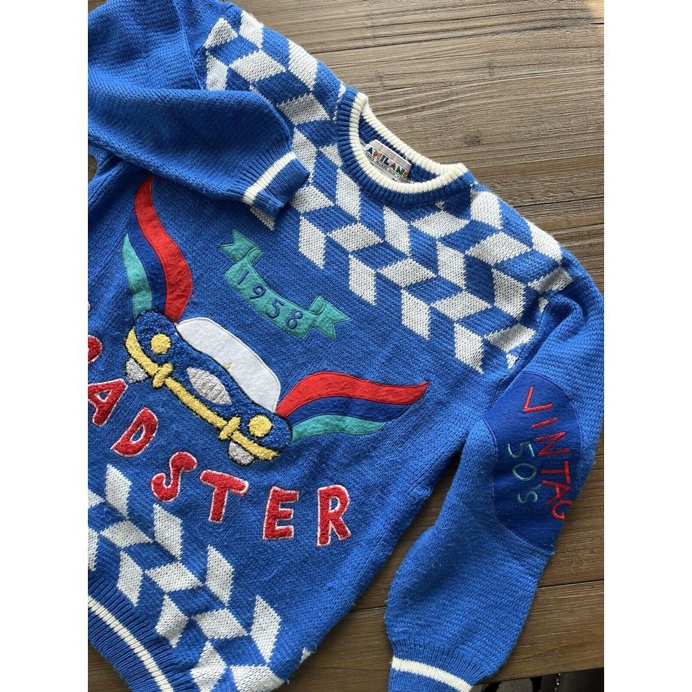 VTG 50's A'Milano Paris Milano New York 1958‎ Roadster Sweater Blue Medium M